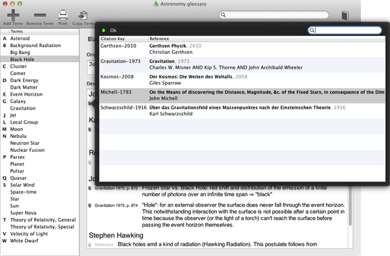 Popup-Fenster für Literaturdatenbank